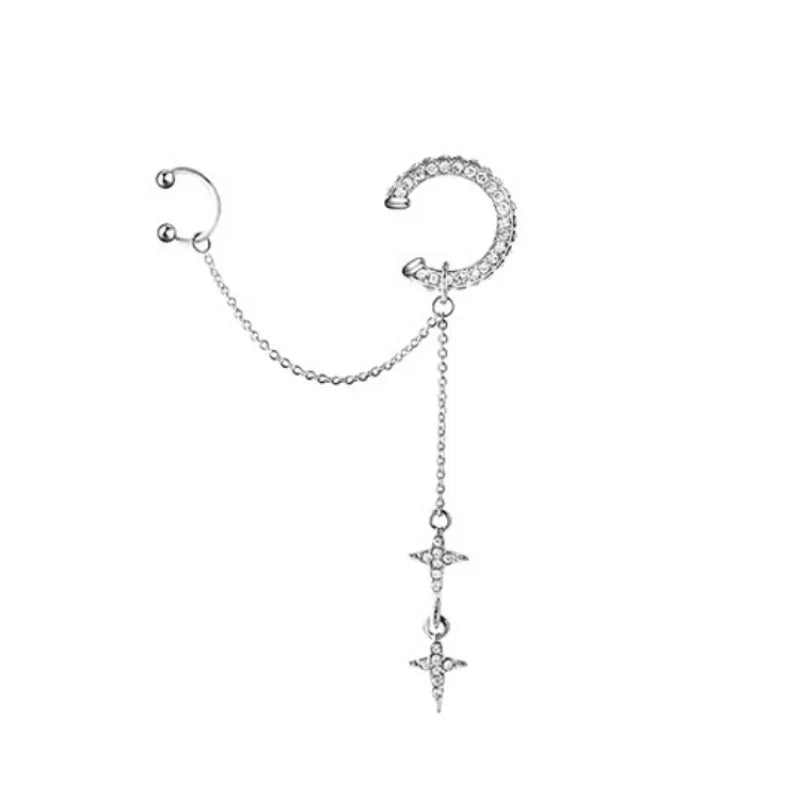 1Pc 2024 Fashion Minilist No Piercing Ear Cuff Earrings for Woman Fake Piercing Tassel Star Ear Clips Earrings for Women Jewelry