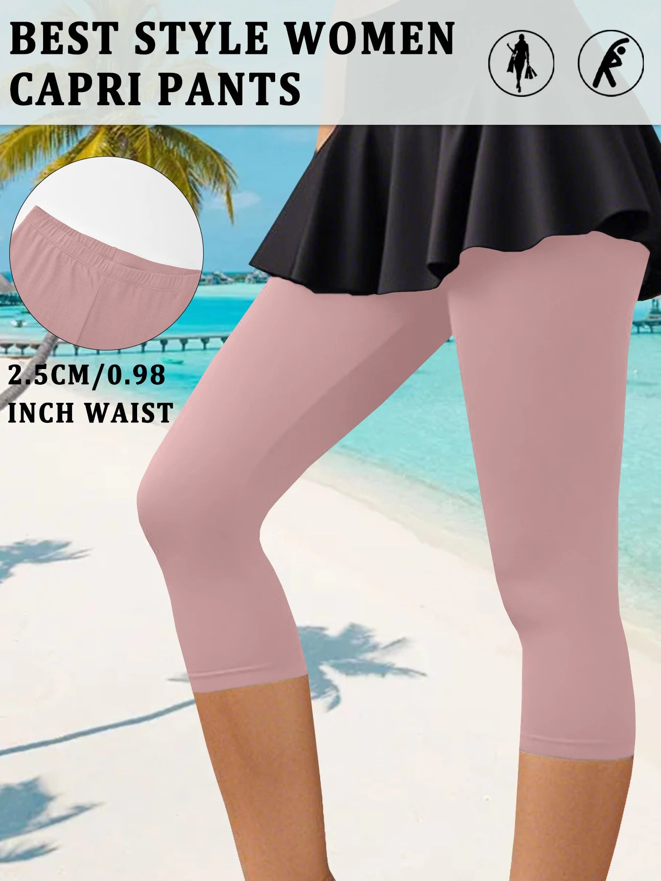Women's Super Soft Capri Pants High Stretchy Breathable Pants No See Through Workout Running Yoga Athletic Pants Gym Leggings