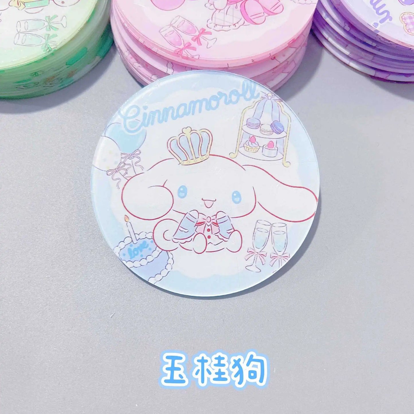 sanrio acrylic melodie cartoon double layer tea coaster cinnamon dog kuromi my piano home decoration accessories 8cm kawaii