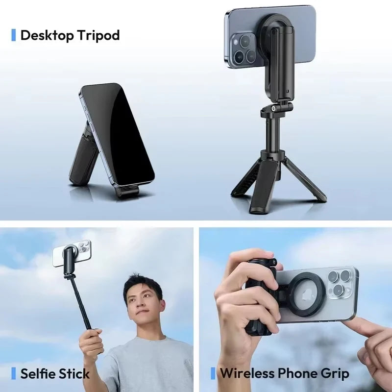 Magesafe Phone Grip Tripod Selfie Stick Magnetic Phone Tripod Wireless Bluetooth With Remote For iPhone Android Universal All