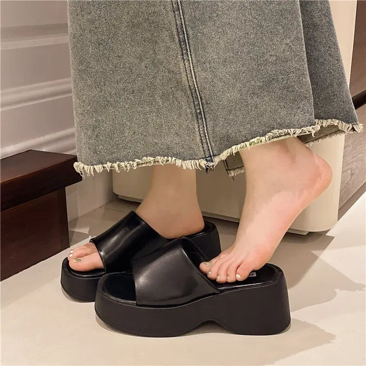 Women Slippers 2025 Summer New Luxury Sandals Women Thick Soled Designer Square Toe Slippers Slides Women Zapatos