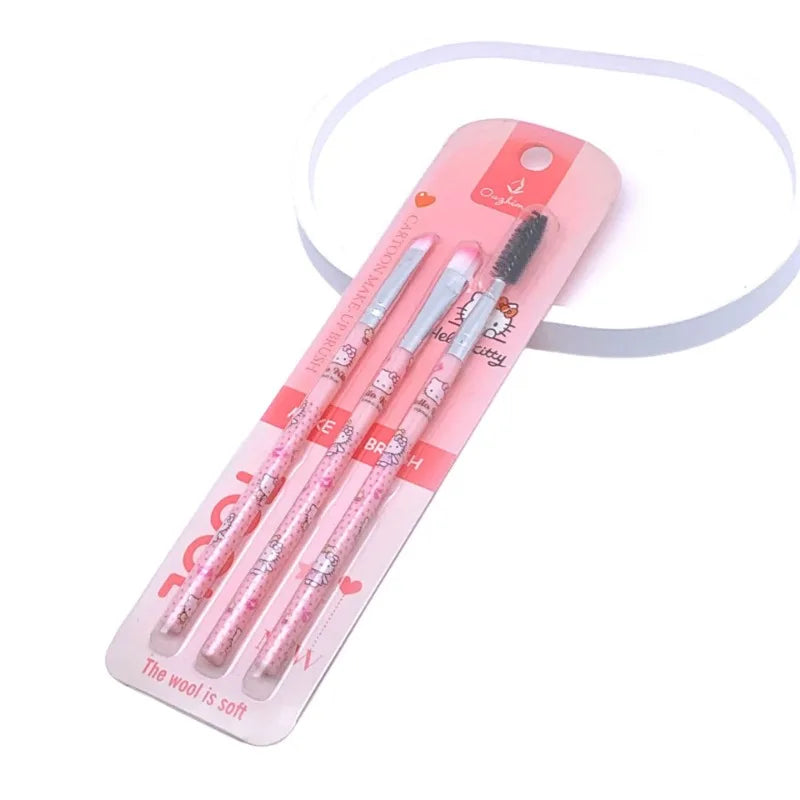 Sanrio makeup brush cartoon Hello Kitty eye makeup beginner eye shadow oblique eyebrow brush spiral eyelash curling brush set