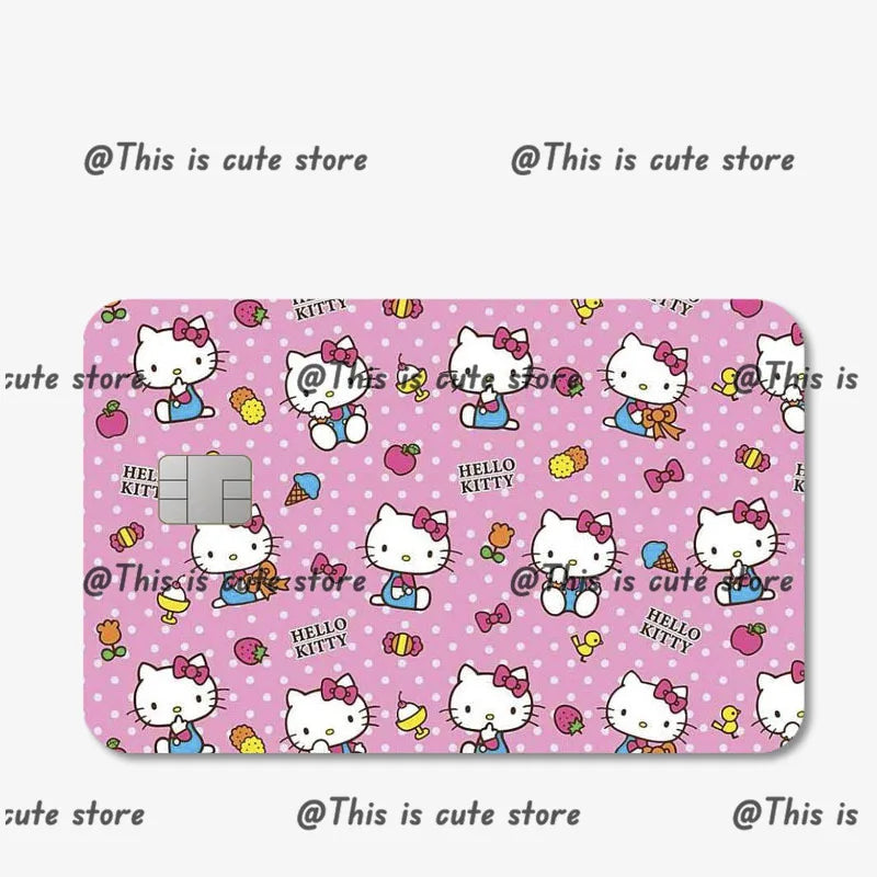 Sanrios Hello Kittys Kuromi Credit Card Skin Stickers for Bank Card Bus Anime Rilakkuma Metro Card Sticker Waterproof Girls Gift