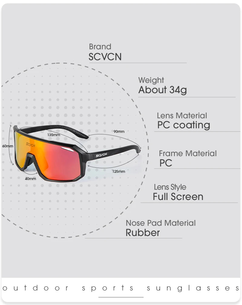 SCVCN サイクリンググラス バイクサングラス メンズ UV400 アイウェア アウトドアスポーツ MTB ゴーグル 自転車 レディース ライディング ハイキング サングラス