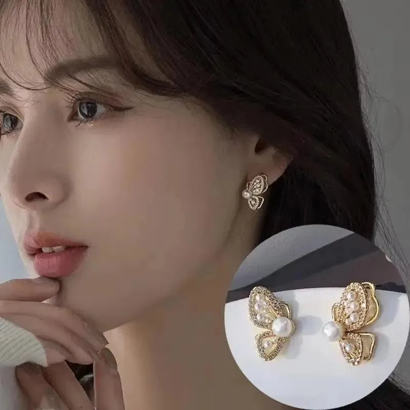 925 Silver Needle Korean Fashion Zircon Geometric Earrings For Women Jewelry 2025 Trending Luxury Crystal Cross Stud Earrings