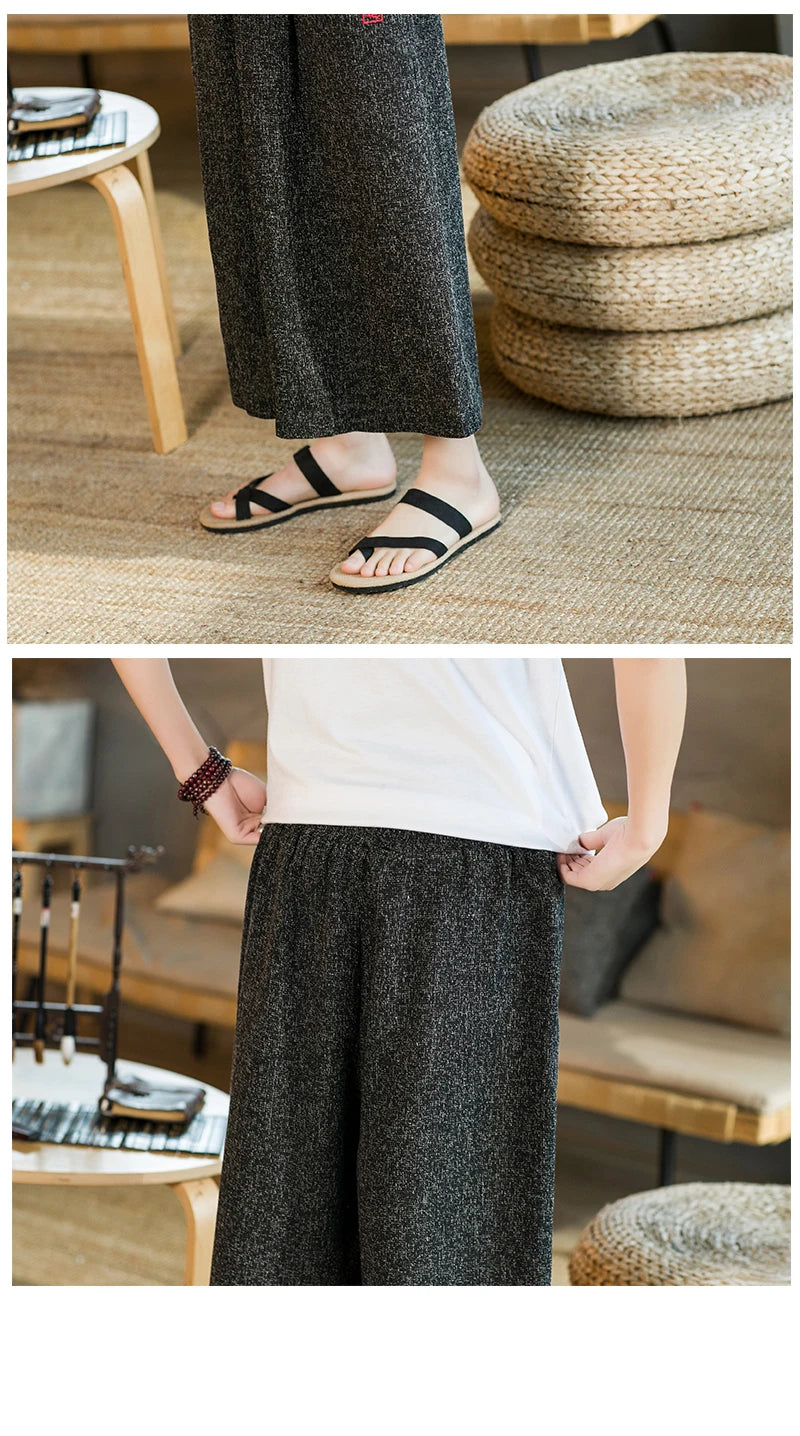 Japan Style Kimono Pants Men Bath Pant Japanese Samurai Harajuku Casual Loose Mens Shorts Yukata Wide Leg Trousers Plus Size 5XL