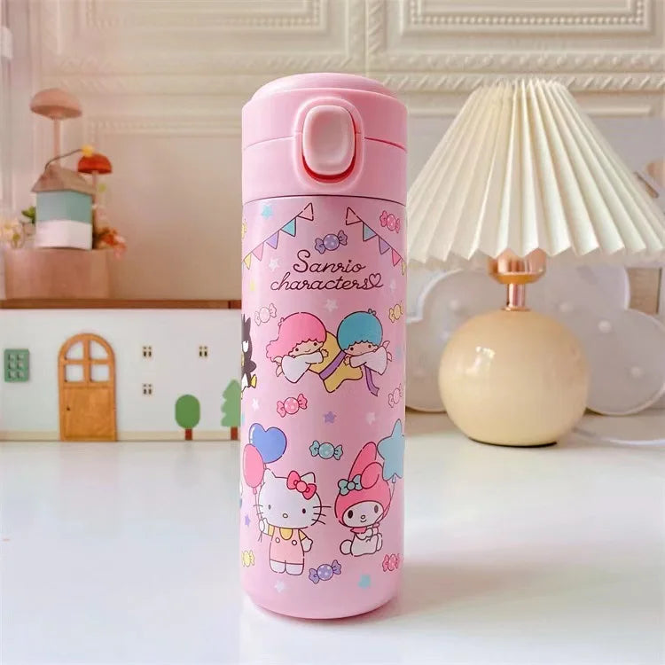 Sanrio 304 Stainless Steel Vacuum Cup Kawaii Anime Thermos Cute Cartoon Mymelody Kuromi Cinnamoroll Bomb Lid Straight Drink Cup