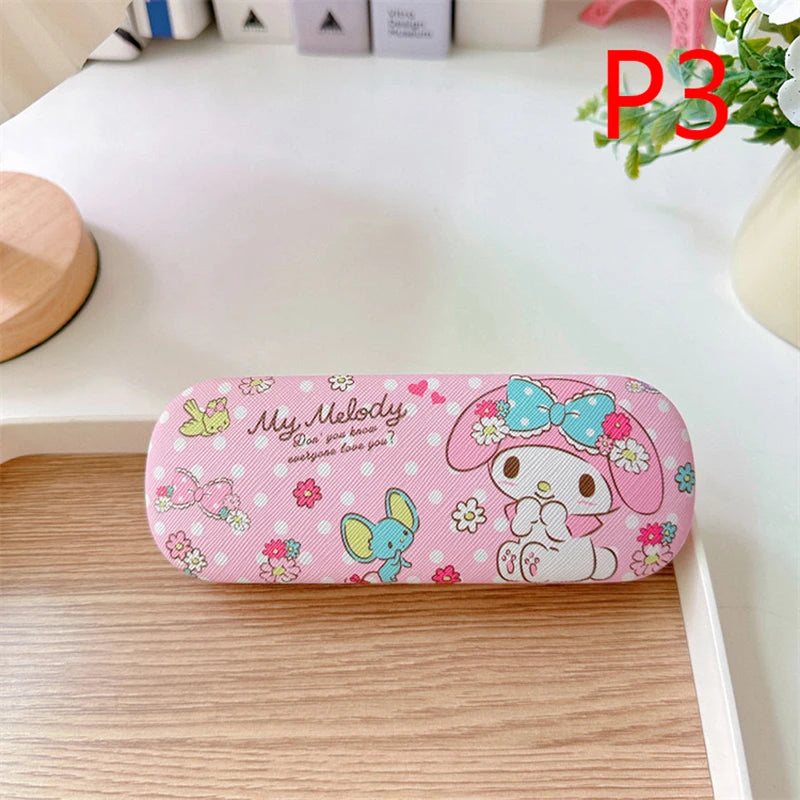 Cartoon Stitch Hello Kitty Glasses Case Children Students Anti Drop Glasses Storage Box Princess Series Pattern Protective Case
