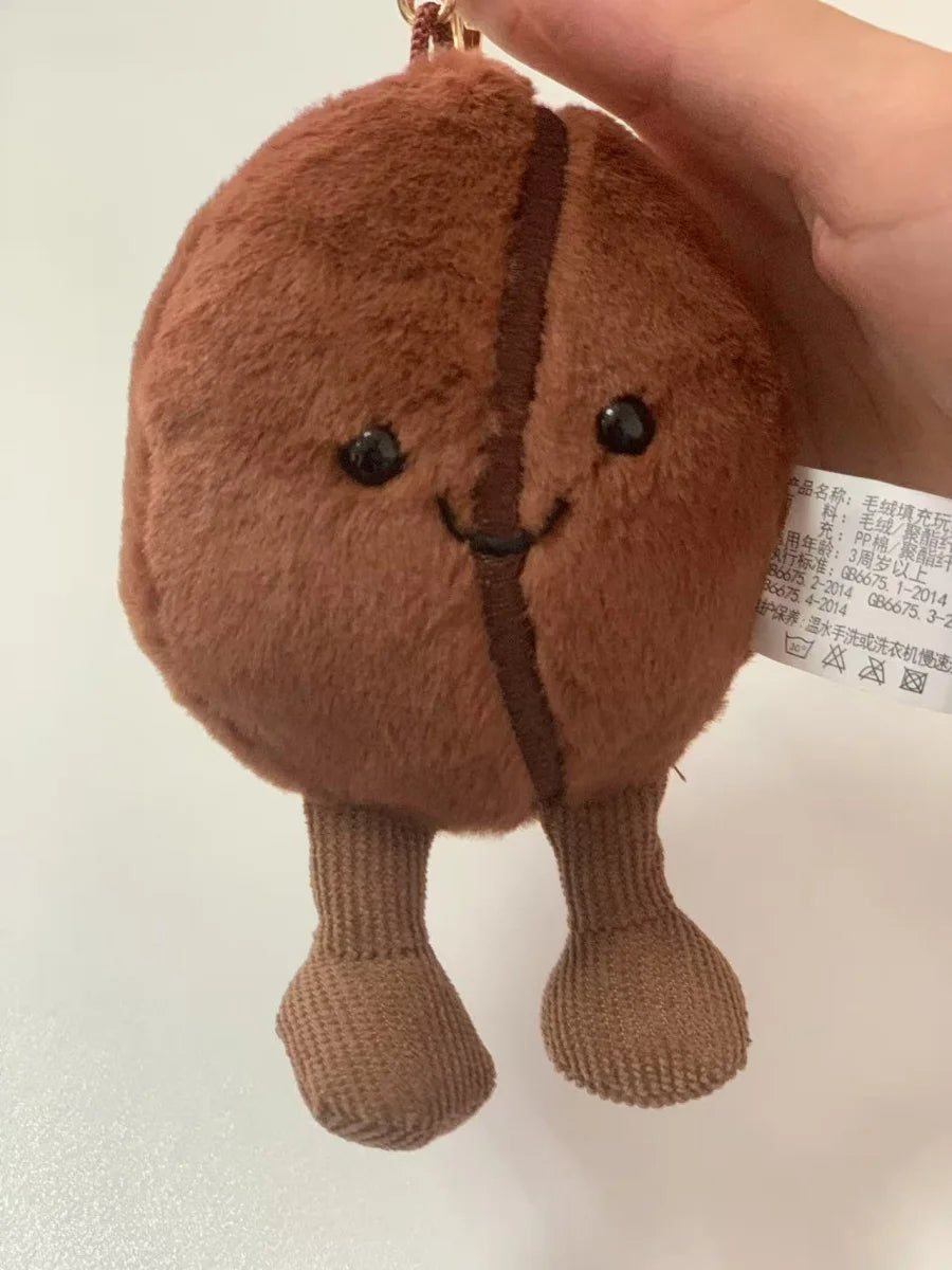 Jellycat コーヒー豆バッグペンダント 漫画ぬいぐるみ 笑顔のコーヒーフードぬいぐるみ かわいいキーチェーン ソフトドール 誕生日プレゼント 女の子