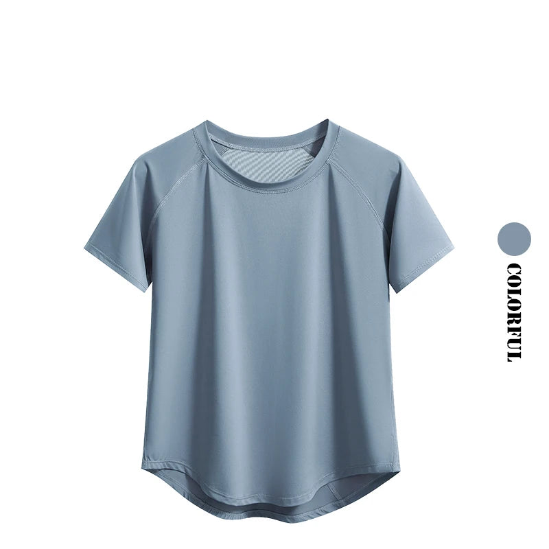 DRUR ヨガトップス スポーツウェア レディース ジムシャツ 通気性 速乾 半袖 ワークアウト Tシャツ ジョガー ランニング Tシャツ ヨガウェア 新作