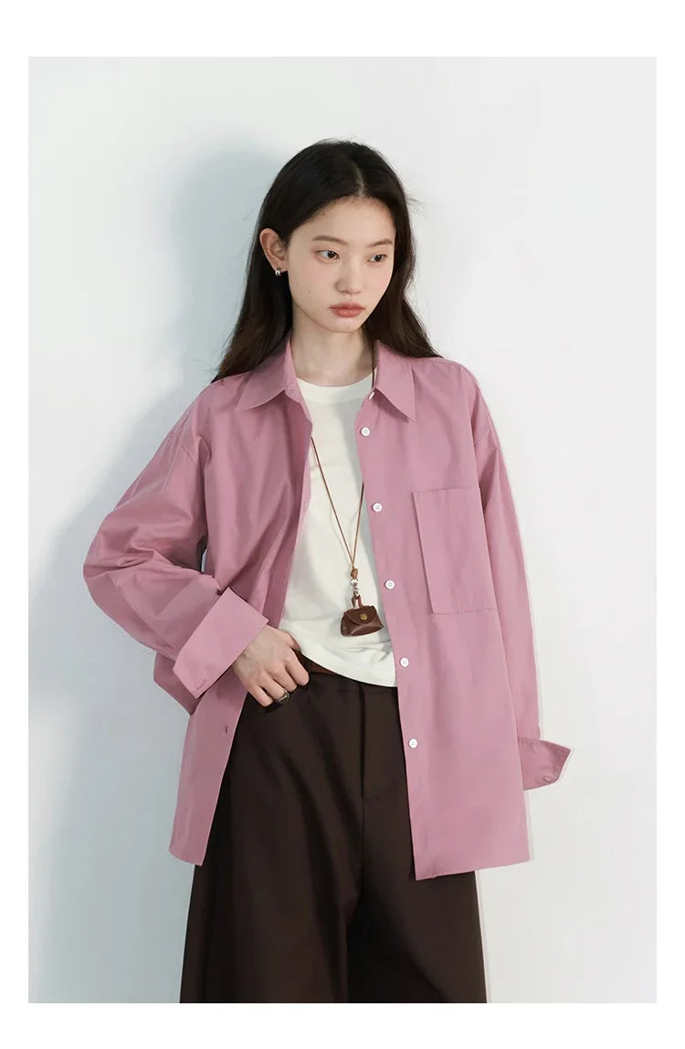 CHIC VEN Women Shirts Solid Long Sleeve Loose Single Breasted Female Blouses Woman Cotton Spring Summer 2025 Clothing