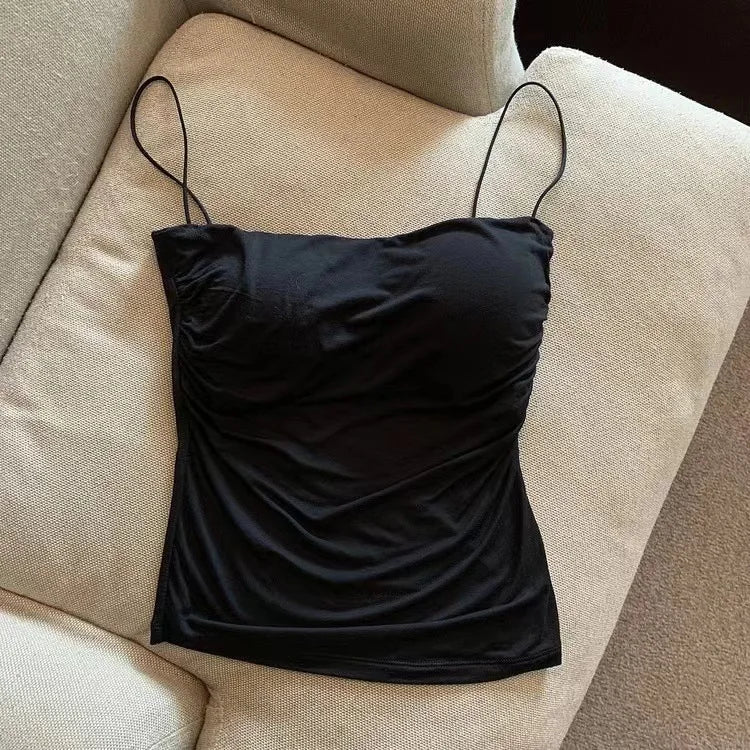 2024 Women Halter Top Summer Korean Style Trend Fashion Built in Women Bra Stretch Women Beach Everyday Casual Tank Top