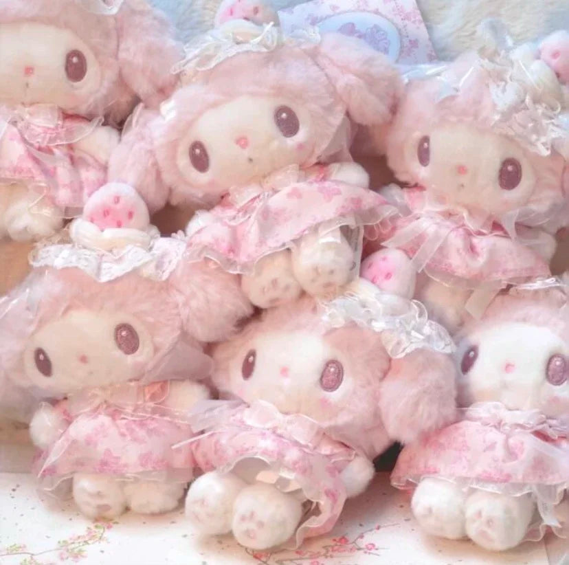 25CM Cartoon My Melody Kawaii Lolita Doll Sweet White Strawberry Soft Plush Companion Doll Girl Toy Birthday Gift