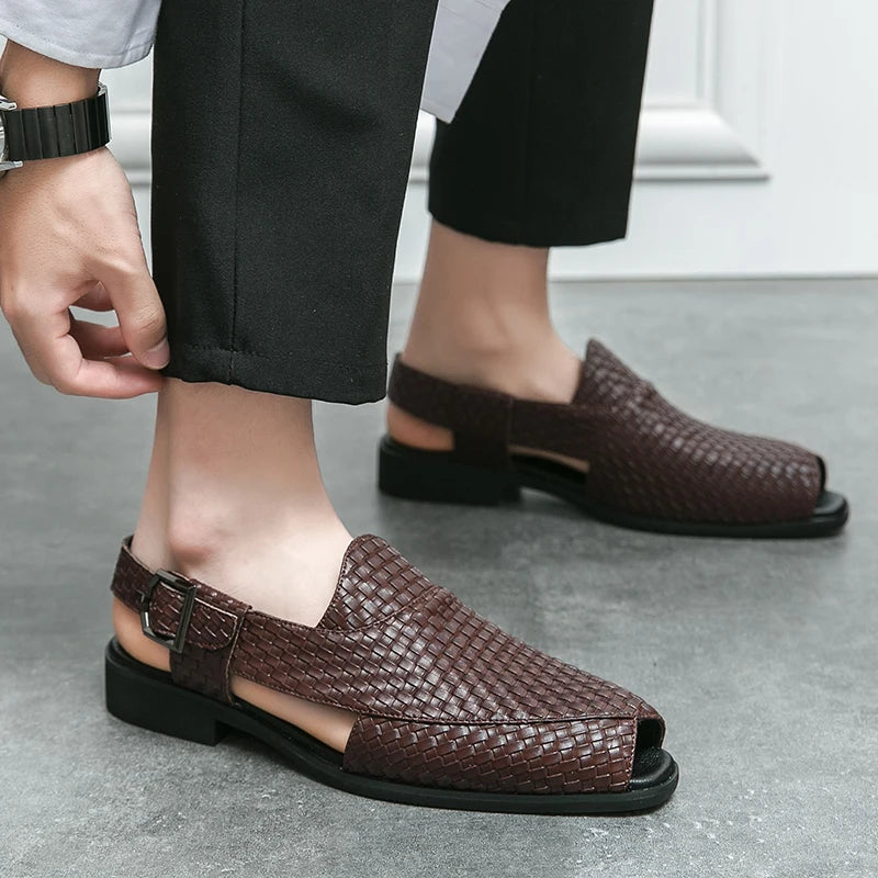 Sandals for Man Fashion Outdoor Roman Genuine Leather Indoor House Platform Male Beach Shoes Casual Men Sandals New In Summer