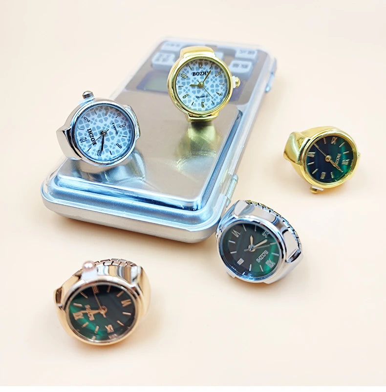 Hot Selling Finger Watch Ring Creative Movement Fashion Accessories Vintage Alloy Shell Quartz Watch Men Jewelry Women Gift