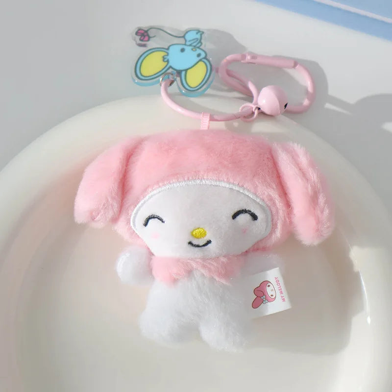 12cm Sanrio My Melody Kuromi Cinnamoroll Kt Cat Purin Dog Plush Toy Anime Stuffed Animals Keychains Small Pendant