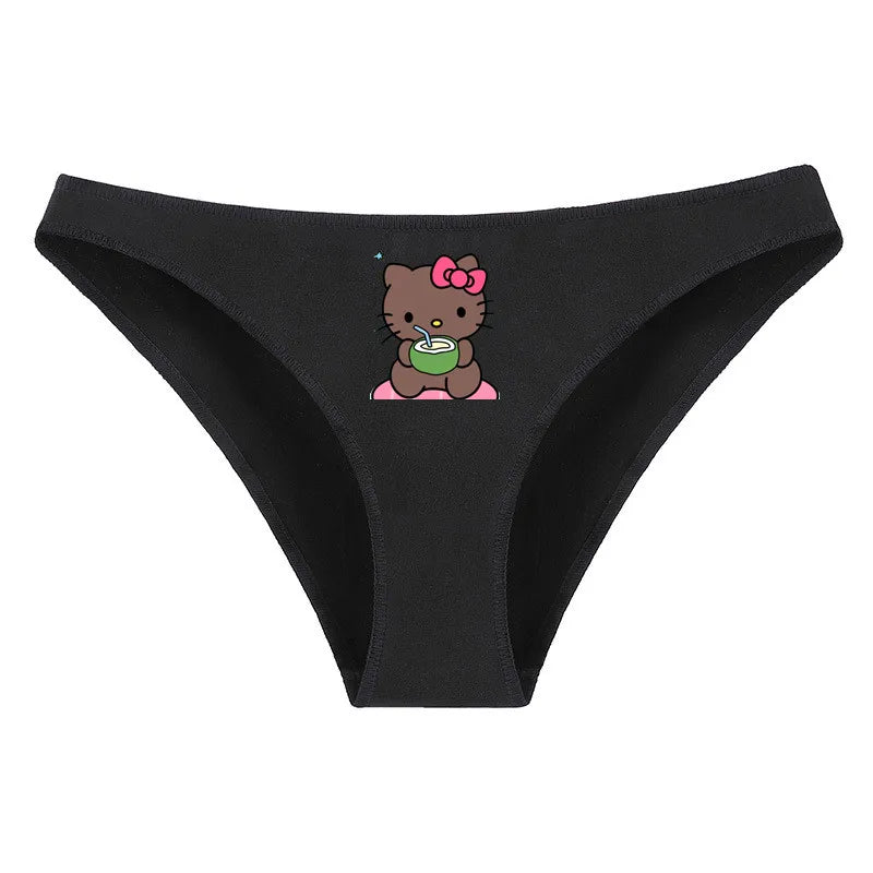 Hello Kitty Pure Cotton Triangle Pants Child Kawaii Pattern Underpants Kuromi Black White Daily Clothes Shorts Birthday Gift