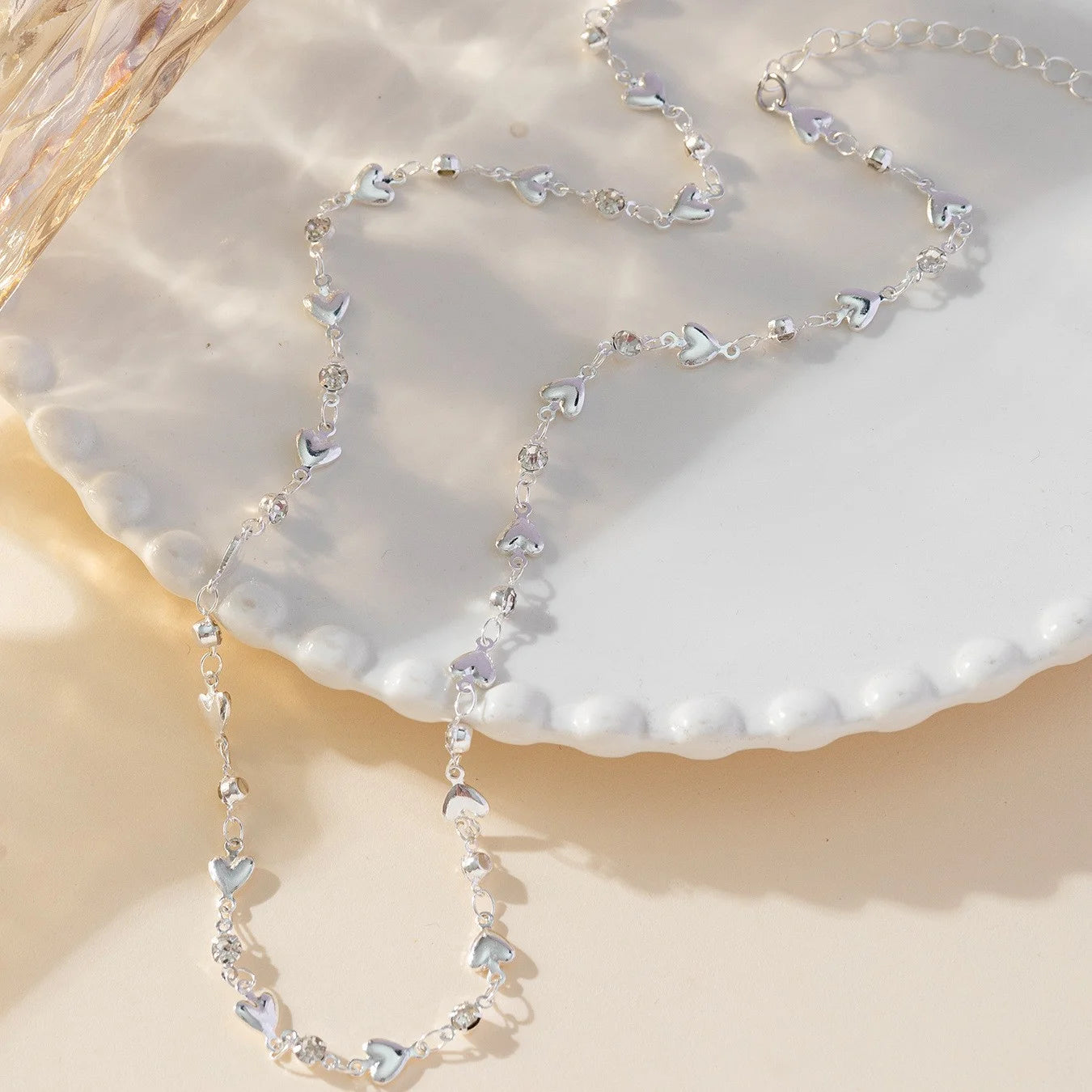 Trendy Gold Silver Color Glass Long Y-Shaped Necklace Metal Collarbone Chain Summer Holiday Party Bohemian Body Jewelry Gifts