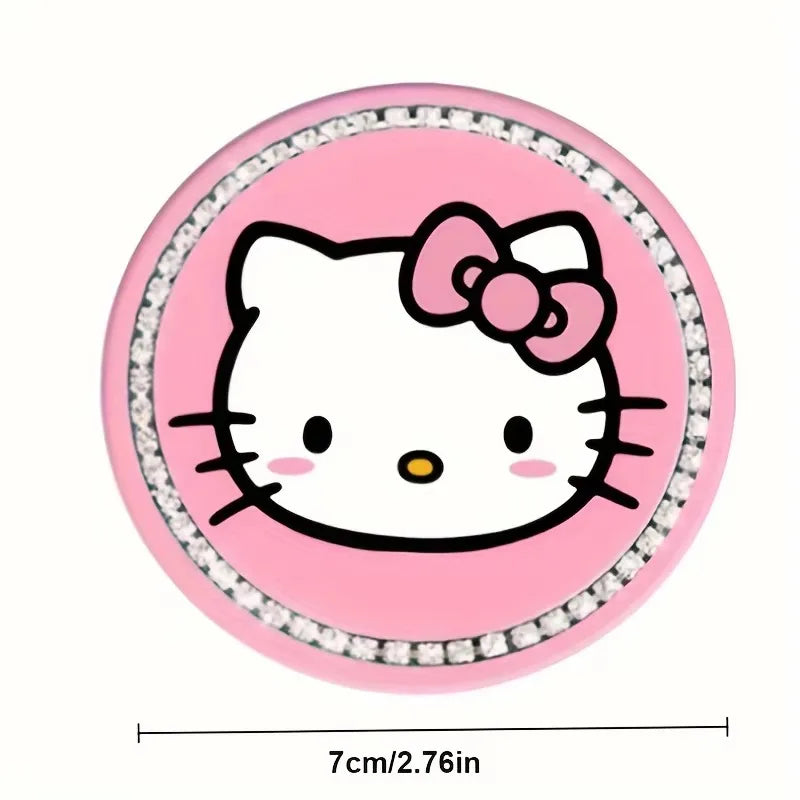 2pcs Kawaii Sanrio Hello Kitty Car Coaster,Cute Cartoon Non-slip Heat Insulation Coasters, Cup Pads Mat, Cup Holder Decoration