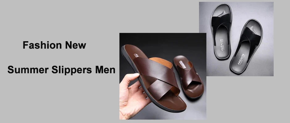 Sandals for Men Slippers Genuine Leather Luxury Brand Fashion Men Flats Casual Non-slip Beach Sandalia Zapatos Hombre 2024