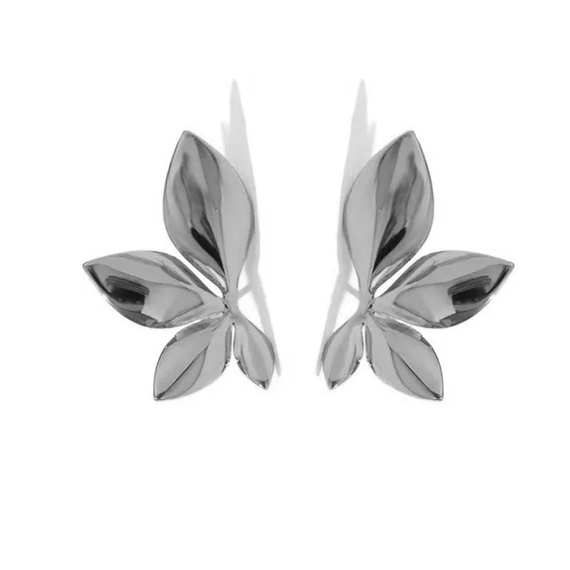 925 Silver Needle Korean Fashion Leaf Flower Earrings For Women Metal Earings Jewelry 2025 Trending Women's Gold Color Earrings