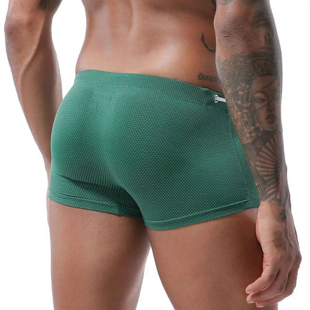Summer Men Swim Shorts Low-rise Swimwear Beach Tight Swimming Trunks With Waist Tie Swimsuit Sports Surf Shorts Trunks 남자 수영복