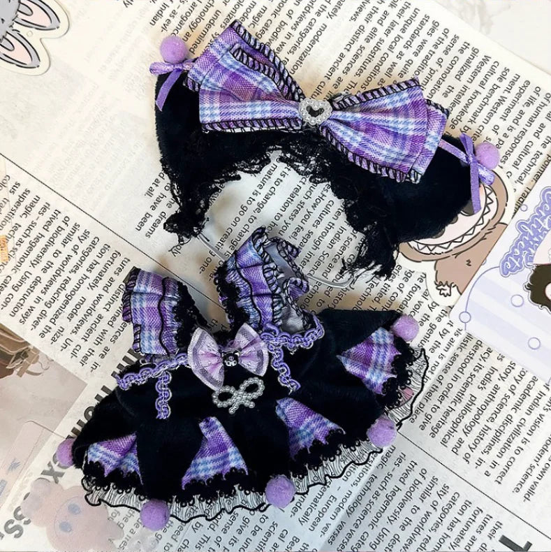For 17cm Doll'S Clothes Outfit Accessories For Korea Kpop Kuromi Labubu clothes purple dress Clothing Gift