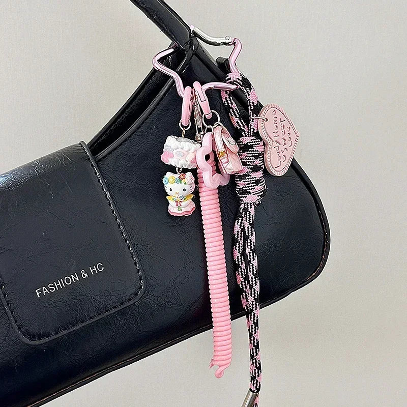 Sanrios Hellokittys Keychain Kawaii Cute Action Figure Rabbit Plush Key Chain Doll Pendant Bag Charm Accessories Keyring Ins