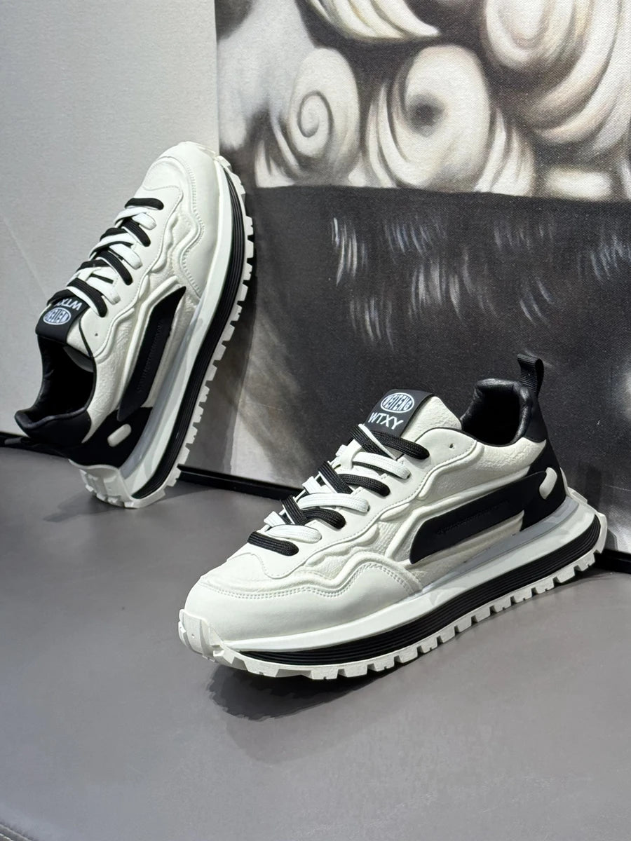 メンズスニーカーシューズ、男性用プラットフォームスポーツシューズ、スポーツとレジャー、カジュアルスニーカー、滑り止め、ファッション、耐摩耗性、ローファー