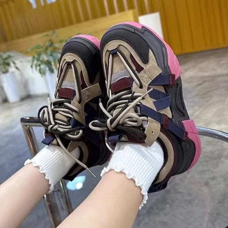 Sneakers Woman Footwear High on Platform Athletic Sports Spring Autumn Shoes for Women Trends 2024 Deals Korean New Casual Light