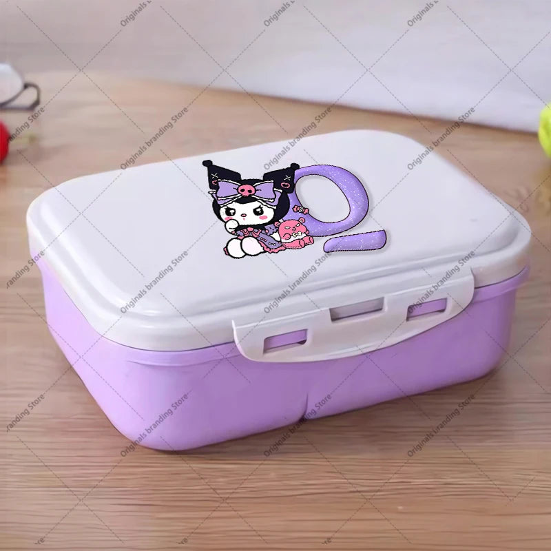 Kuromi 26 Letters Lunch Box Kawaii Girl Portable Bento Rice Boxs Student Hermetic Food Crisper Single Layer Capacity Kids Gift