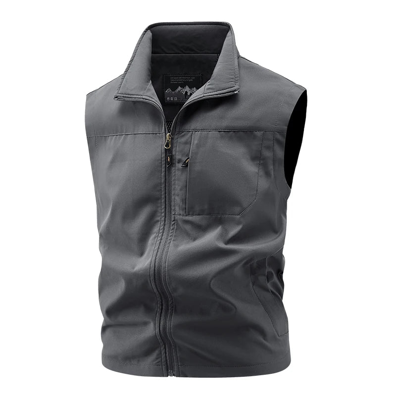 Men Outdoor Cargo Breathable Sleeveless Vest Mens Tactic Casual Fish Vests Coats Man Pockets Sport Loose Cardigan Vest Waistcoat