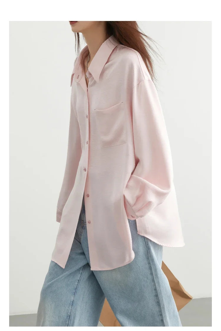 CHIC VEN Korean Women Shirt White Solid Pleated Side Slit Loose Long Sleeved Woman Blouses Female Tops Spring Summer 2025