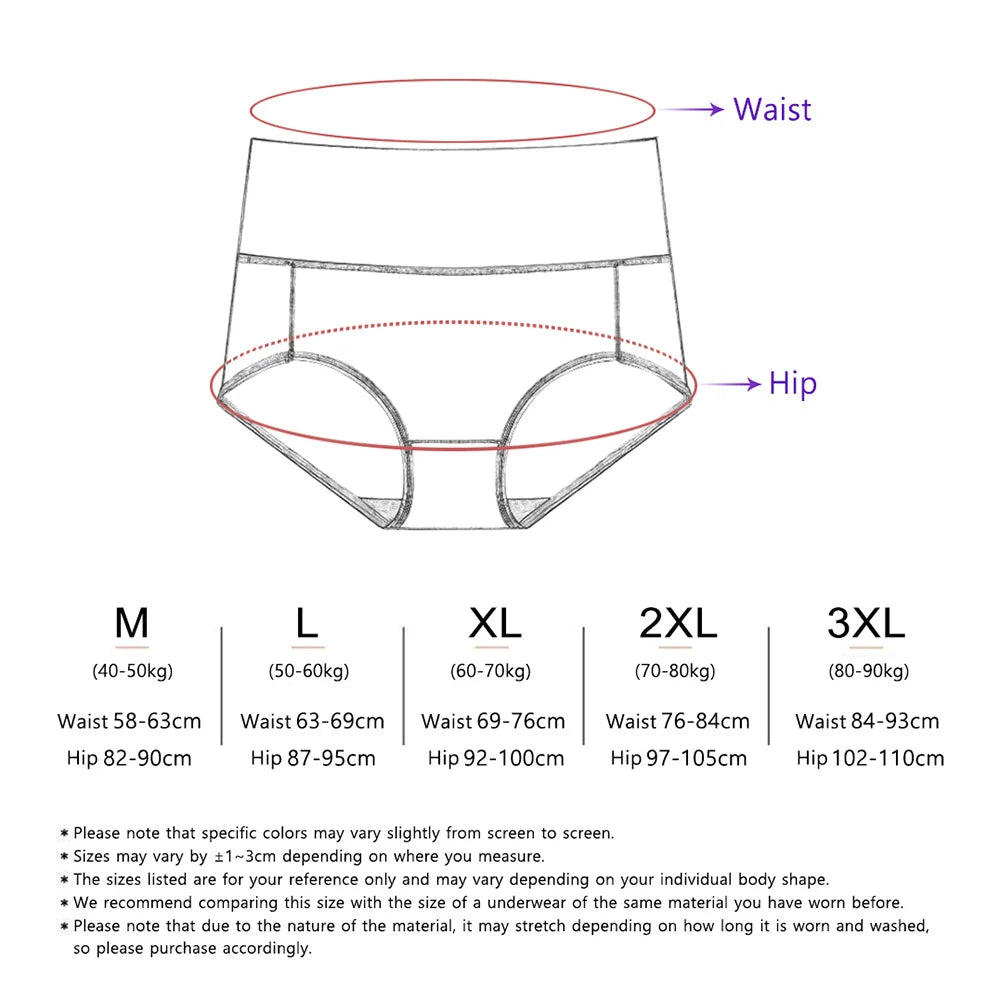 5PCS/Set M-XXXL High Waist Pure Cotton Panties Women Briefs Underwear Girls Panties Cotton Crotch Female Lingerie