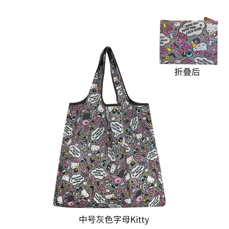 New Hello Kitty Supermarket Shopping Bag Large Capacity Bag Cartoon kuromi Portable Foldable Cloth Bag Shoulder Bag
