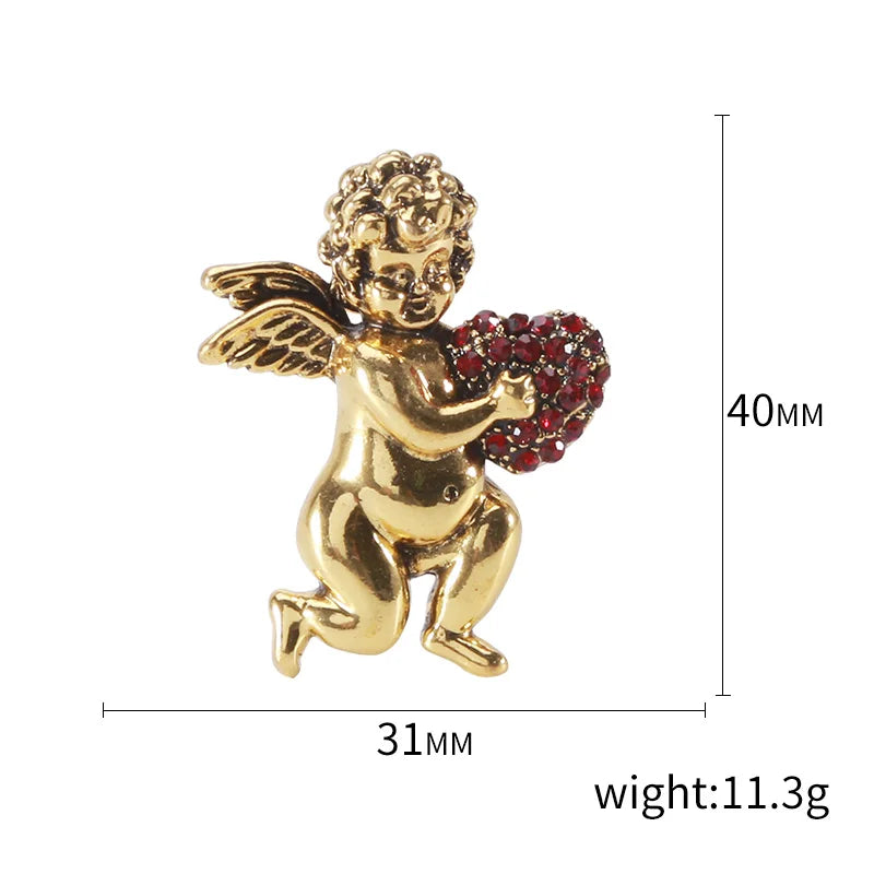 Enamel Angel Brooches for Women Unisex Cupid Love Character Pins Banquet Party Backpack Gifts Jewelry Accessories