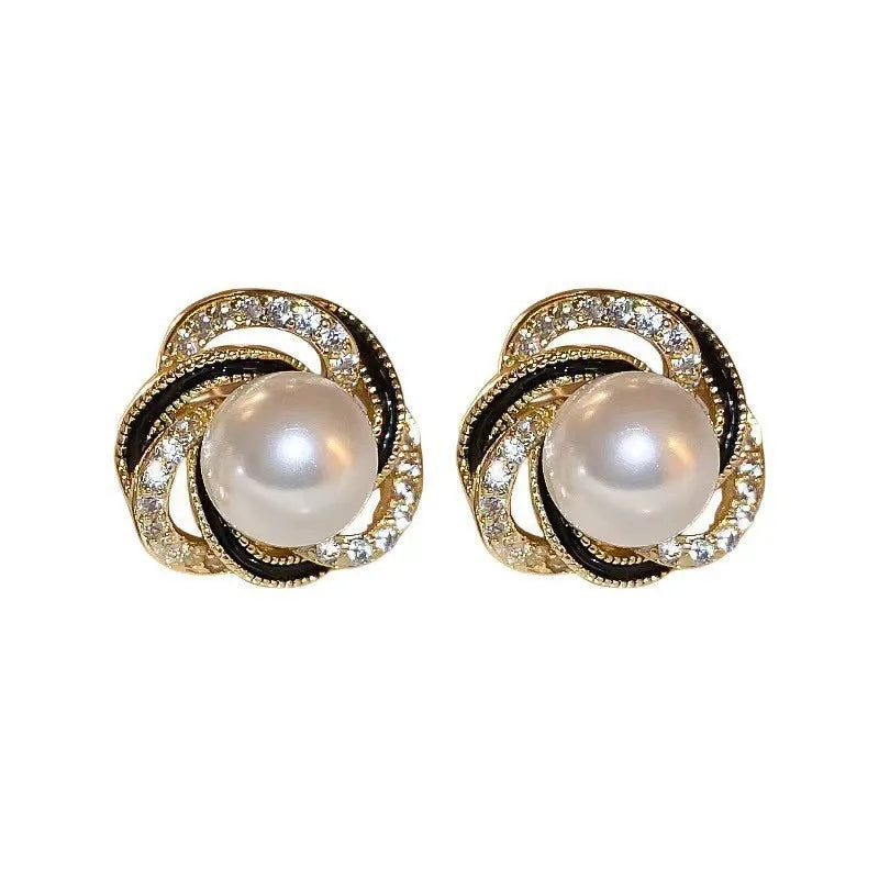 925 Silver Needle Korean Fashion Crystal Pearl Earrings For Women Jewelry 2025 Trending French Red Green White Flower Earrings