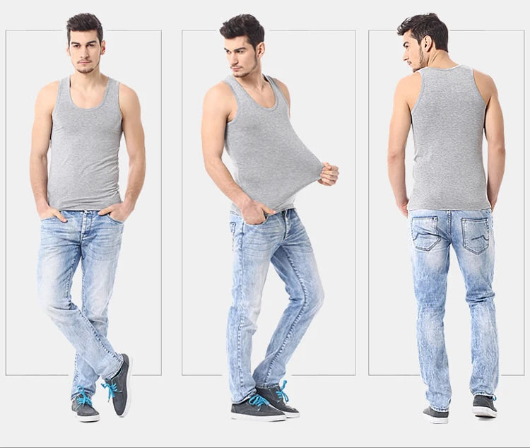 1/3 Pack Four Seasons Men's Cotton Joker Vest Teenagers Simple Fit Sports Fitness T-shirt Middle-aged Casual Sleeveless T-shirt