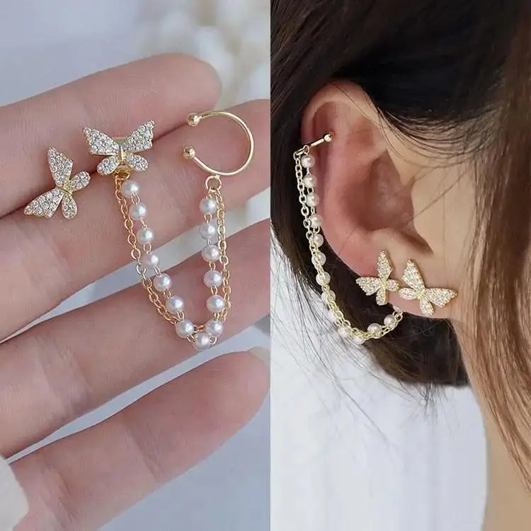925 Silver Needle Blue Purple Butterfly Long Tassel Earrings For Women Jewelry 2025 Trending New Korean Crystal Drop Earrings
