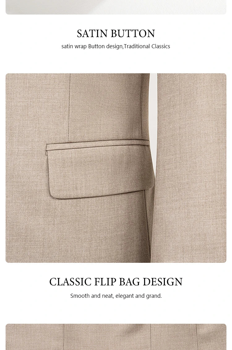 ST Cassy Elegant man suit for wedding peach Slim Fit Double Breasted Multiple buttons Casual Business man 2 piece outfit set
