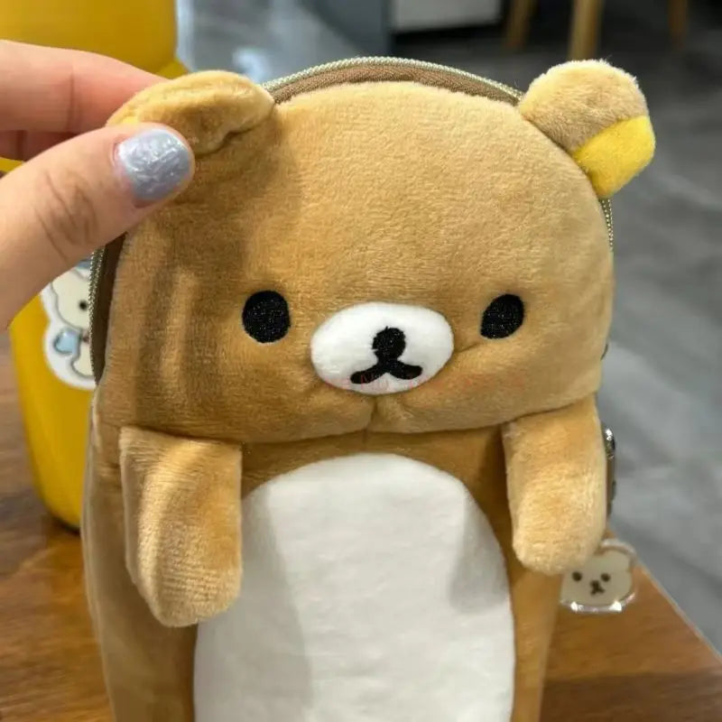 New Rilakkuma Plush Pencil Case Storage Bag Children Cartoon Cute School Stationery Bag Kawaii Birthday Gift Girl Customization