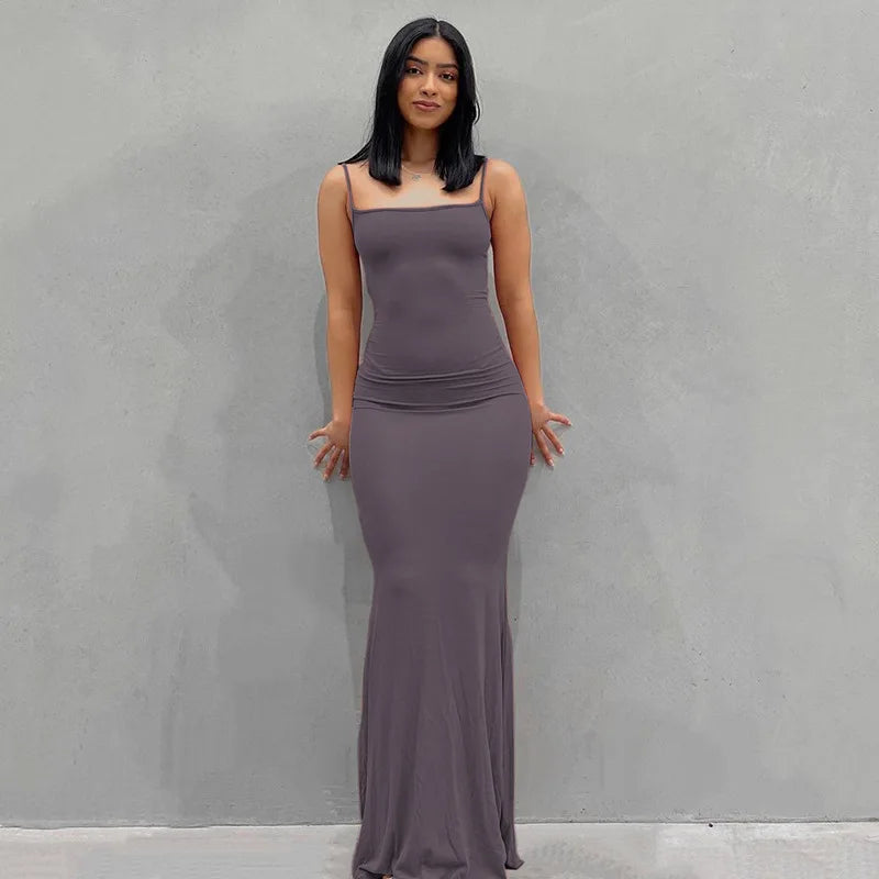 Satin Slip Sleeveless Backless Maxi Dress Women 2025 Y2K Summer Bodycon Elegant Sexy Outfits Ladies Birthday Party Club Sundress