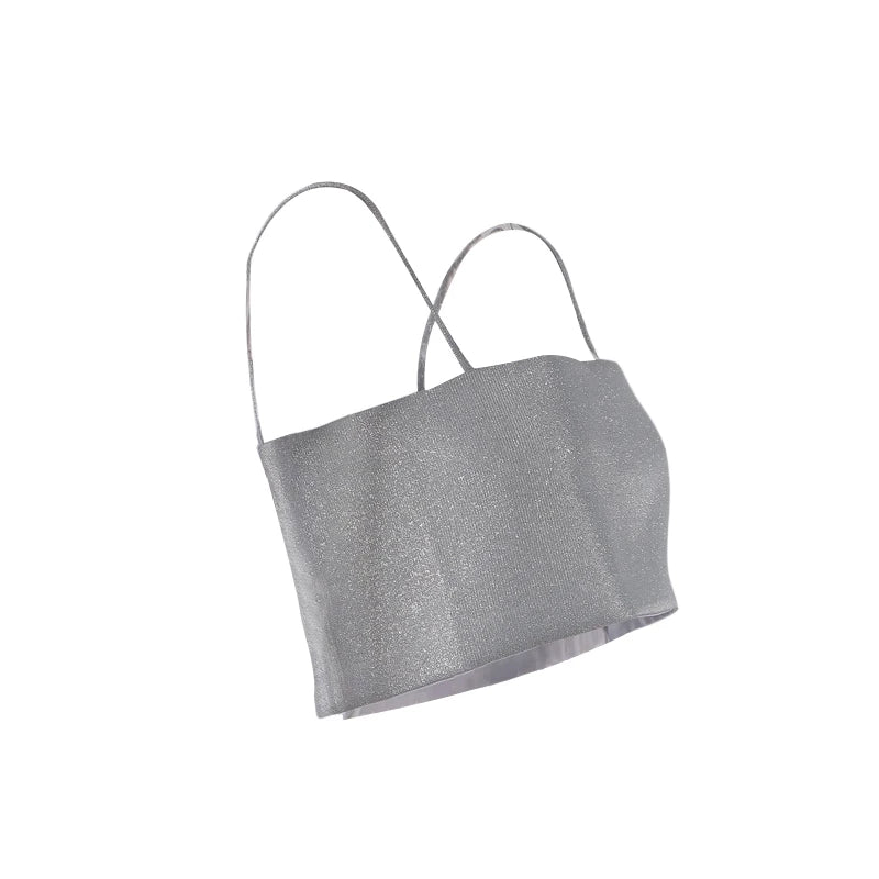 Women's Glittering Tank Tops Sequin Camisoles Sey Low Cut Suspender Crop Tops Summer Vest Club Pary Wear Y2k Streetwear