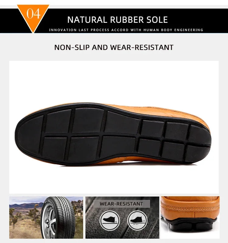 Men Loafers 2024 New Leather Shoes Men‘s Casual Shoes Moccasins Breathable Sneakers Men Driving Shoes Comfort Flats Plus Size 46