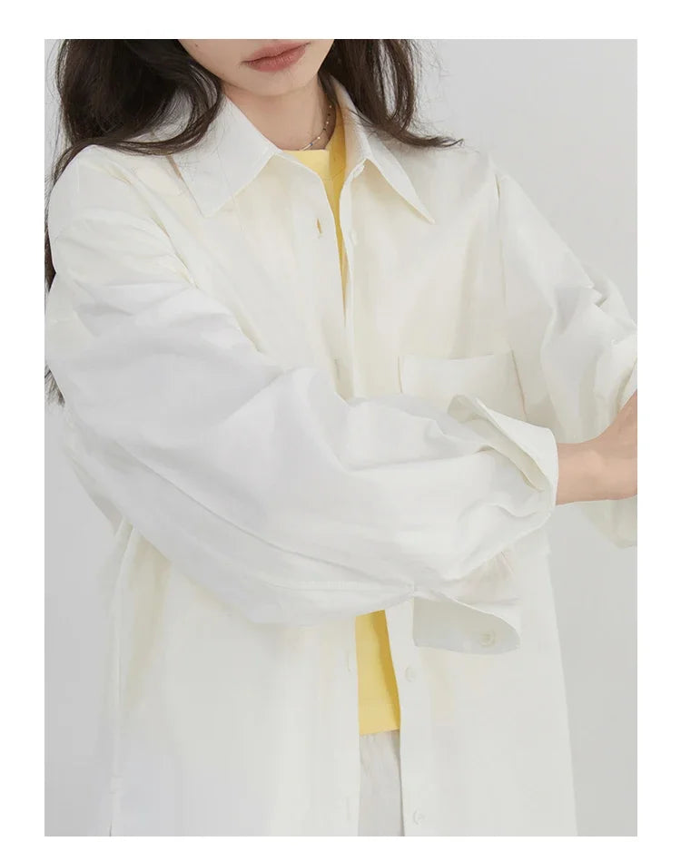 CHIC VEN Women Shirts Solid Long Sleeve Loose Single Breasted Female Blouses Woman Cotton Spring Summer 2025 Clothing