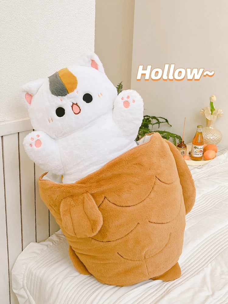 1pc 40/60/80cm Japan Taiyaki Cat Plush Toy Anime Figure Cat Hiding in Cushion Bag Ferry Bunny Carrot Animal Plushie Throw Pillow