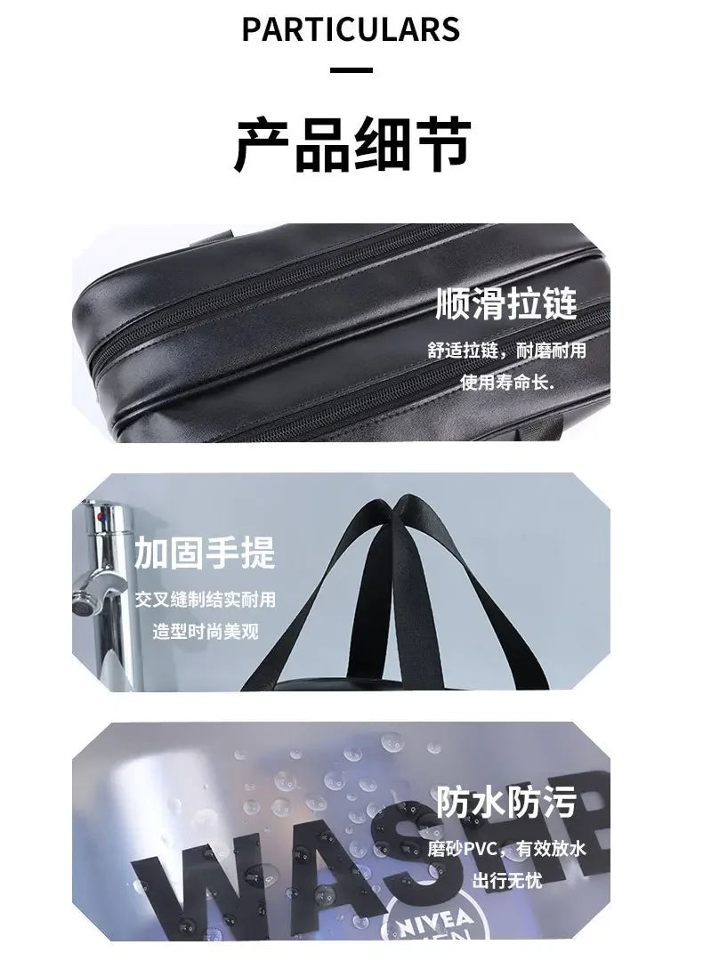 乾湿分離ダブル透明PUメイクアップバッグポータブル洗濯バッグ化粧品収納バッグ旅行フィットネス水泳必需品