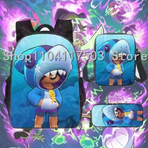 Anime Figures 3Pcs Backpack Set Kawaii Schoolbag Cartoon Mochila Anime Large Capacity 16 inch Bags Birthday Gifts