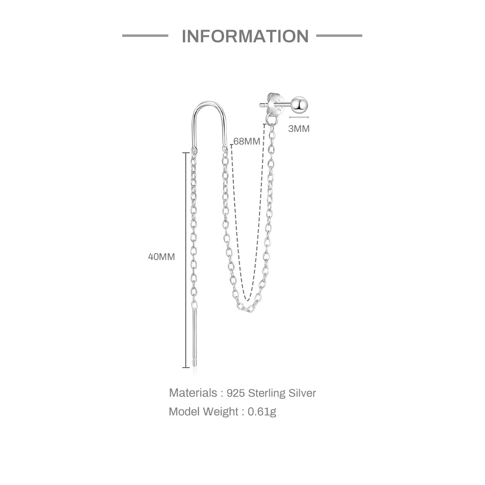 Aide 925 Sterling Silver 1pc Geometry Multi Piercing Stud Earrings For Women K Gold Simple Elegant Tassel Jewelry Gift Pendiente