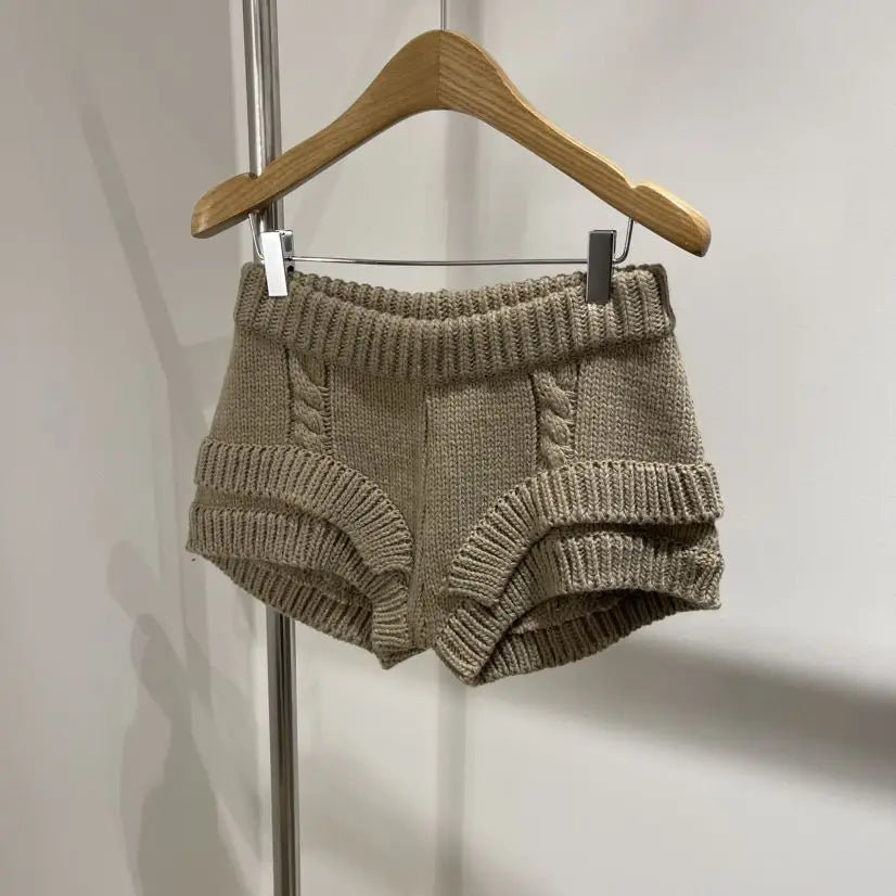 Kimotimo Hot Sexy Knit Shorts Women Korean Fashion Casual Outerwear Sheath Mini Pants 2025 Spring Solid Versatile Y2k Streetwear